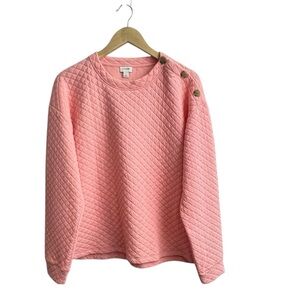 J. Crew Factory Pink Quilted Crew Neck Sweater